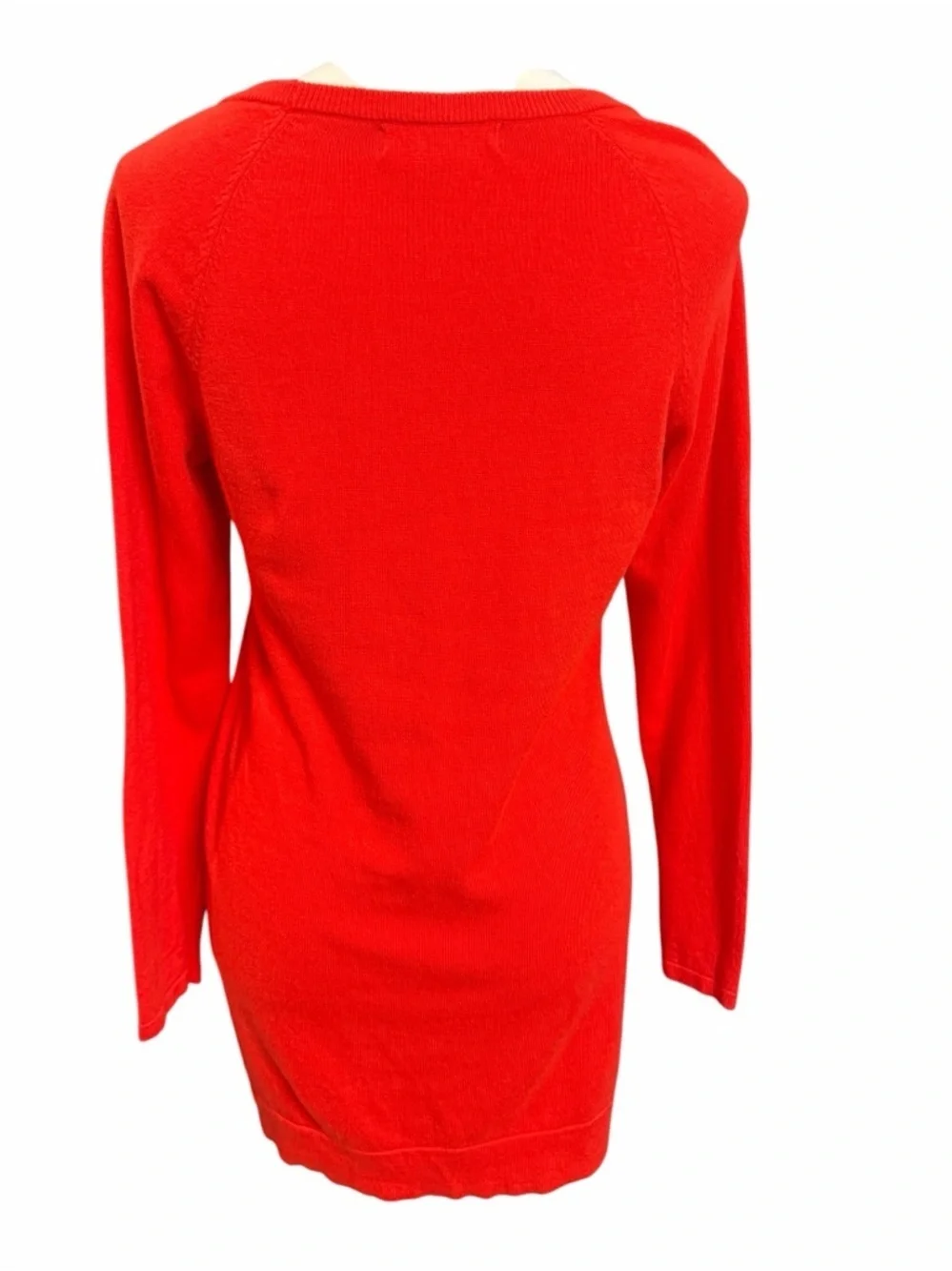 Michael Kors Bright Red Long-Sleeve Knit Tunic with Zip Detail
